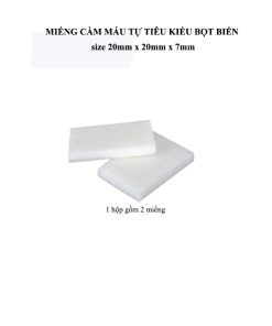 Miếng cầm máu tự tiêu kiểu bọt biển 20x20x7mm (2 miếng/túi) - Mã E91072020